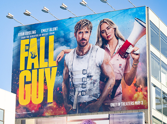 A billboard of The Fall Guy movie