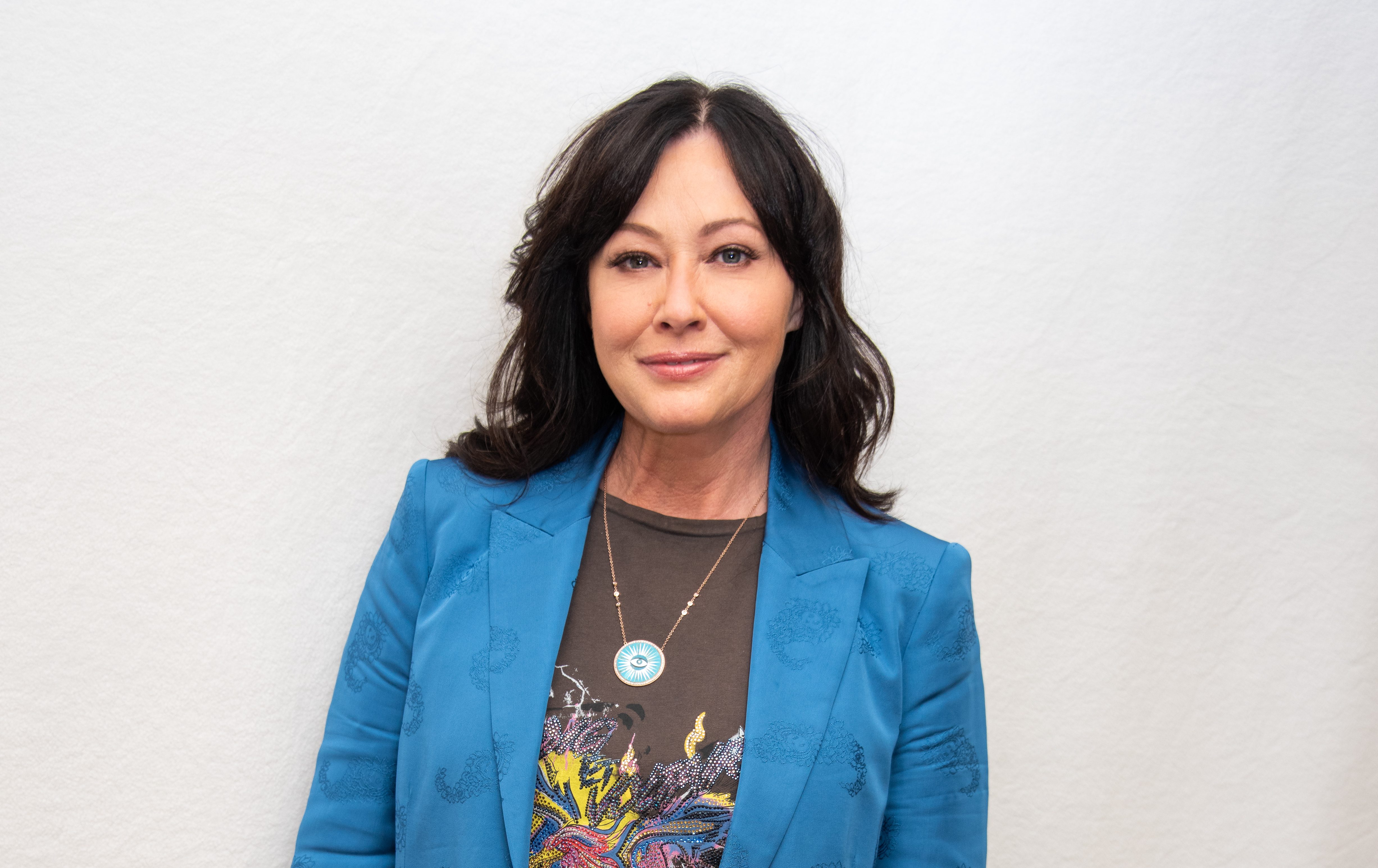 Shannen Doherty at the "BH90210" Press Conference at the Four Seasons Hotel on August 08, 2019 in Beverly Hills, California. (Photo by Vera Anderson/WireImage)
