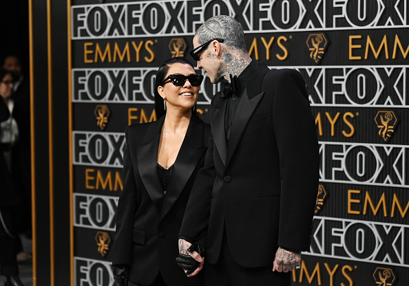 Kourtney Kardashian and Travis Barker at the 75th Primetime Emmy Awards held at the Peacock Theater on January 15, 2024 in Los Angeles, California. (Photo by Gilbert Flores/Variety via Getty Images)