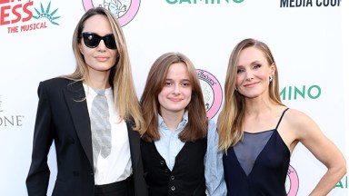 Angelina Jolie and daughter Vivienne with actress Kristen Bell
