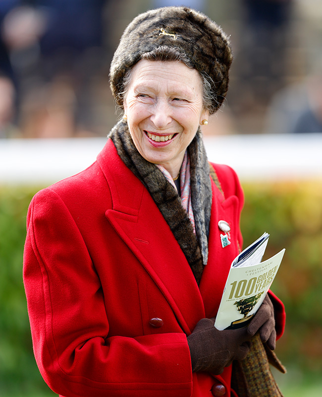 Princess Anne wearing a red coat