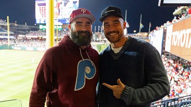 Jason and Travis Kelce (Gabriella Ricciardi/MLB Photos via Getty Images)