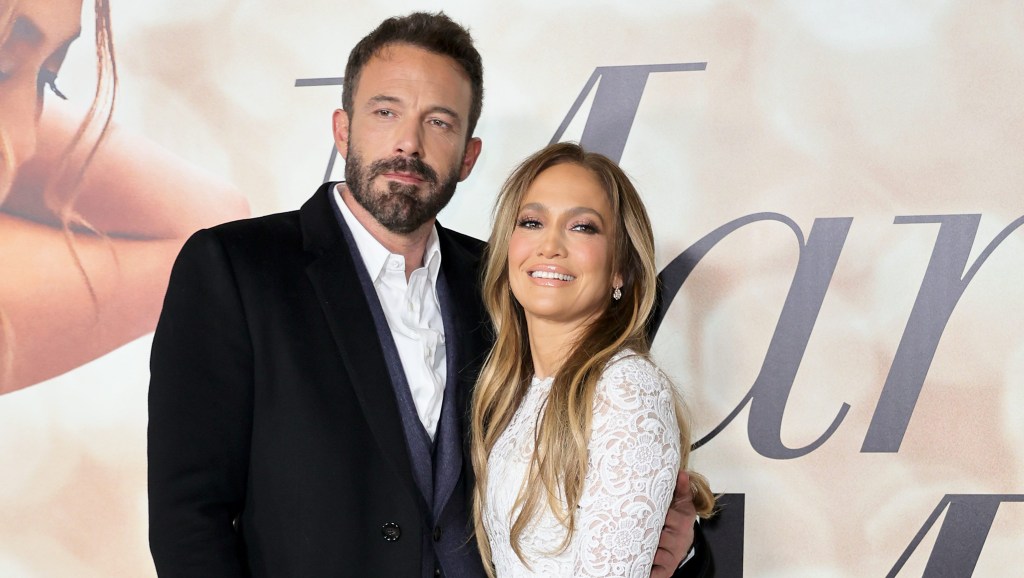 LOS ANGELES, CALIFORNIA - FEBRUARY 08: (L-R) Ben Affleck and Jennifer Lopez attend the Los Angeles Special Screening of "Marry Me" on February 08, 2022 in Los Angeles, California. (Photo by Momodu Mansaray/Getty Images)