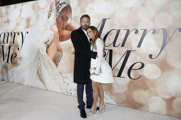 LOS ANGELES, CA – FEBRUARY 08: (L-R) Ben Affleck and Jennifer Lopez attend a special Los Angeles screening of "marry me" Los Angeles, California, February 8, 2022. (Photo by Fraser Harrison/Getty Images)