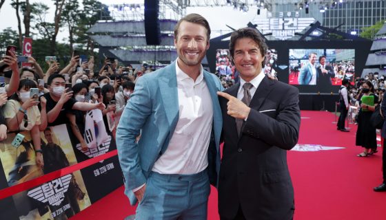 SEOUL, SOUTH KOREA - JUNE 19: Tom Cruise and Glen Powell attends the Korea Red Carpet for "Top Gun: Maverick" at Lotte World on June 19, 2022 in Seoul, South Korea. (Photo by Han Myung-Gu/Getty Images for Paramount Pictures)