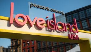 NEW YORK, NEW YORK - JULY 20: A view of the "Love Island USA" logo during a season 4 photo call at Gansevoort Plaza on July 20, 2022 in New York City. (Photo by Noam Galai/Getty Images)
