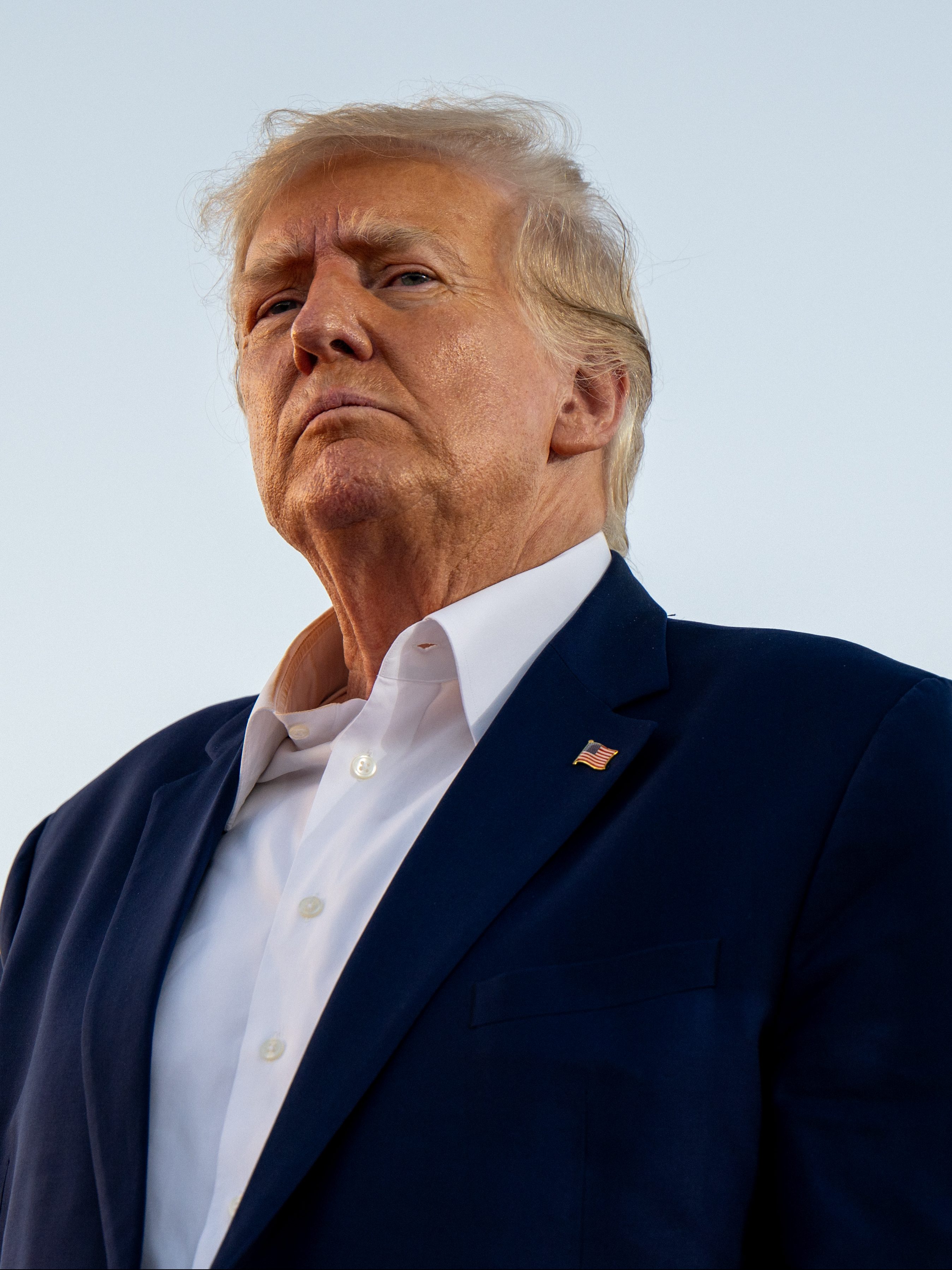 President Donald Trump looks on during a rally at the Waco Regional Airport
