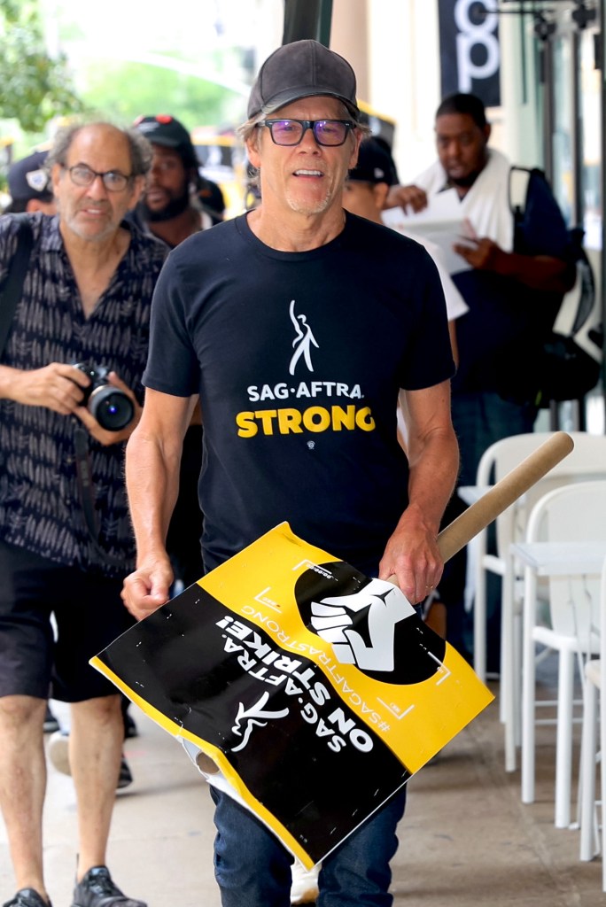 Kevin Bacon at the SAG-AFTRA picket line in Downtown, Manhattan 