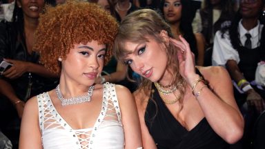 NEWARK, NEW JERSEY - SEPTEMBER 12: (L-R) Ice Spice and Taylor Swift attend the 2023 MTV Video Music Awards at Prudential Center on September 12, 2023 in Newark, New Jersey. (Photo by Jeff Kravitz/Getty Images for MTV)