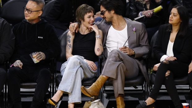 LOS ANGELES, CALIFORNIA - JANUARY 05: Halsey and Avan Jogia attend the basketball game between the Memphis Grizzlies and Los Angeles Lakers at Crypto.com Arena on January 5, 2024 in Los Angeles, California. NOTE TO USER: User expressly acknowledges and agrees that, by downloading and or using this photograph, User is consenting to the terms and conditions of the Getty Images License Agreement. (Photo by Kevork Djansezian/Getty Images)