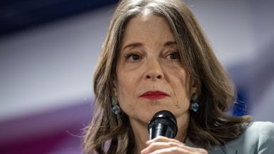 Democratic presidential hopeful Marianne Williamson speaks during a campaign event at Teatotaller's Cafe in Concord, New Hampshire, on January 17, 2024. (Photo by Joseph Prezioso / AFP) (Photo by JOSEPH PREZIOSO/AFP via Getty Images)