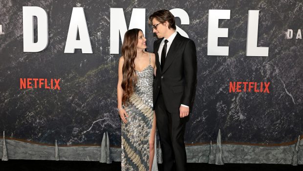 NEW YORK, NEW YORK - MARCH 01: (L-R) Millie Bobby Brown and Jake Bongiovi attend the Damsel World Premiere at The Plaza on March 01, 2024 in New York City. (Photo by Dimitrios Kambouris/Getty Images for Netflix)