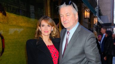 NEW YORK, NEW YORK - APRIL 07: Alec Baldwin and Hilaria Baldwin arrive at the Polo Bar for Don Lemon and Tim Malone's wedding reception on April 07, 2024 in New York City. (Photo by Gotham/GC Images)