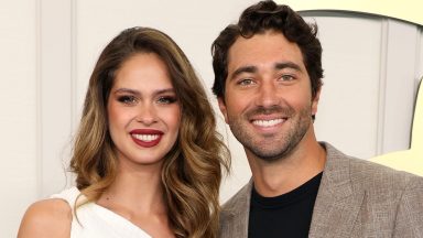 NEW YORK, NEW YORK - MAY 14: (L-R) Kelsey Anderson and Joey Graziadei attend the 2024 Disney Upfront at Javits Center on May 14, 2024 in New York City. (Photo by Dia Dipasupil/Getty Images)