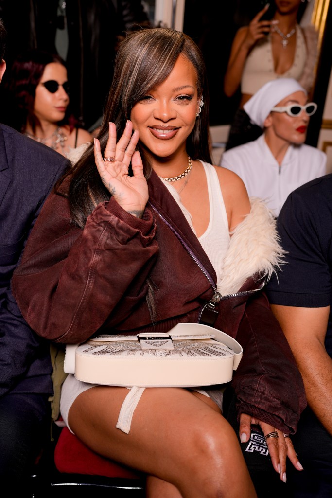 Rihanna at the AWGE Fashion Show during Paris Fashion Week Menswear Spring/Summer 2025 held at Hotel de Maisons on June 21, 2024 in Paris, France.  (Photo by Swan Gallet/WWD via Getty Images)