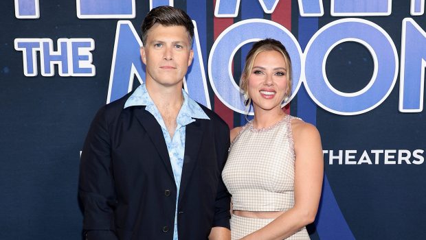 NEW YORK, NEW YORK - JULY 08: (L-R) Colin Jost and Scarlett Johansson attend the "Fly Me To The Moon" World Premiere at AMC Lincoln Square Theater on July 08, 2024 in New York City. (Photo by Dimitrios Kambouris/Getty Images)