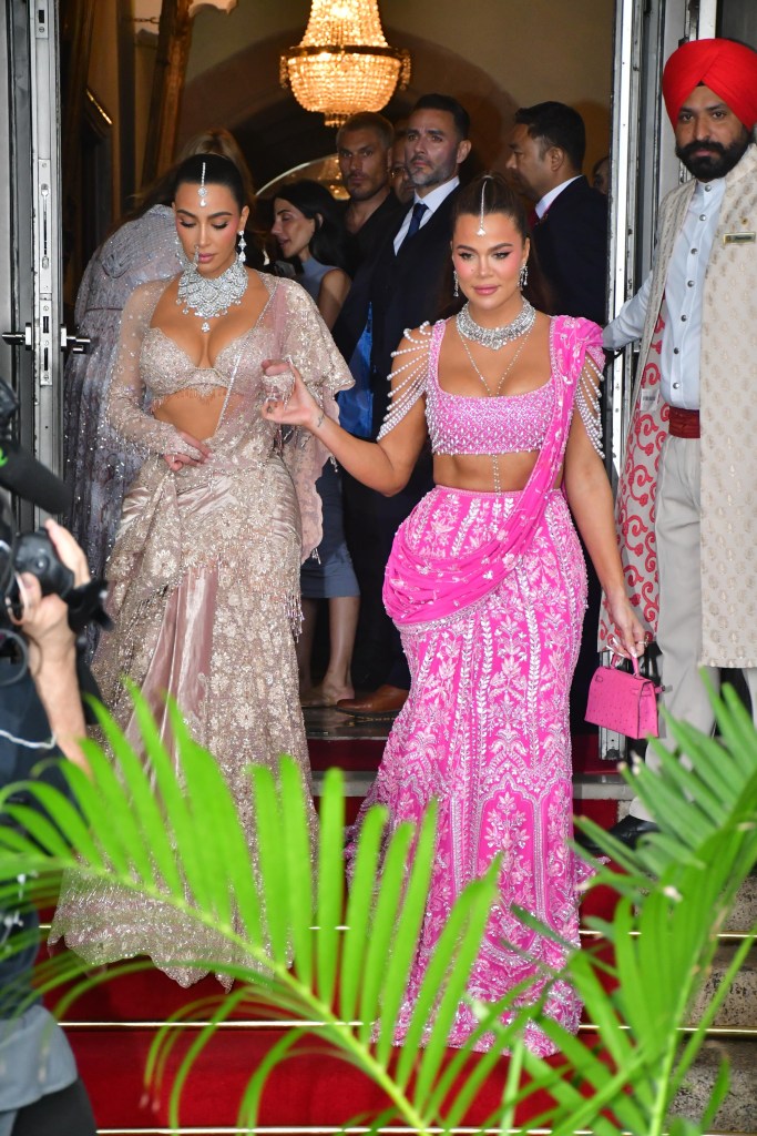 Kim Kardashian and Khloe Kardashian are seen leaving their hotel in Mumbai, India. 