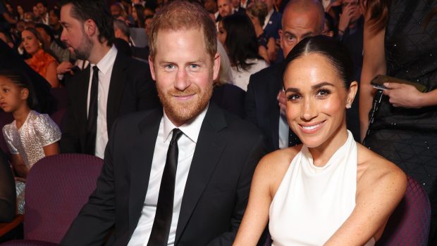 HOLLYWOOD, CALIFORNIA - JULY 11: (Exclusive Coverage) (L-R) Prince Harry, Duke of Sussex and Meghan, Duchess of Sussex  attend the 2024 ESPY Awards at Dolby Theatre on July 11, 2024 in Hollywood, California. (Photo by Kevin Mazur/Getty Images for W+P)