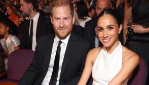 HOLLYWOOD, CALIFORNIA - JULY 11: (Exclusive Coverage) (L-R) Prince Harry, Duke of Sussex and Meghan, Duchess of Sussex  attend the 2024 ESPY Awards at Dolby Theatre on July 11, 2024 in Hollywood, California. (Photo by Kevin Mazur/Getty Images for W+P)