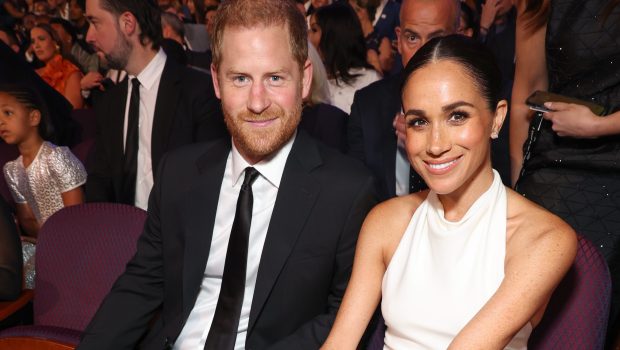 HOLLYWOOD, CALIFORNIA - JULY 11: (Exclusive Coverage) (L-R) Prince Harry, Duke of Sussex and Meghan, Duchess of Sussex  attend the 2024 ESPY Awards at Dolby Theatre on July 11, 2024 in Hollywood, California. (Photo by Kevin Mazur/Getty Images for W+P)