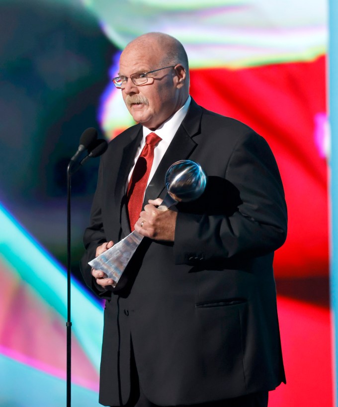 Andy Reid Accepting Patrick Mahomes’ Award