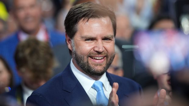 MILWAUKEE, WISCONSIN - JULY 15: Trump's pick for Vice President, U.S. Sen. J.D. Vance (R-OH) arrives on the first day of the Republican National Convention at the Fiserv Forum on July 15, 2024 in Milwaukee, Wisconsin. Delegates, politicians, and the Republican faithful are in Milwaukee for the annual convention, concluding with former President Donald Trump accepting his party's presidential nomination. The RNC takes place from July 15-18. (Photo by Andrew Harnik/Getty Images)