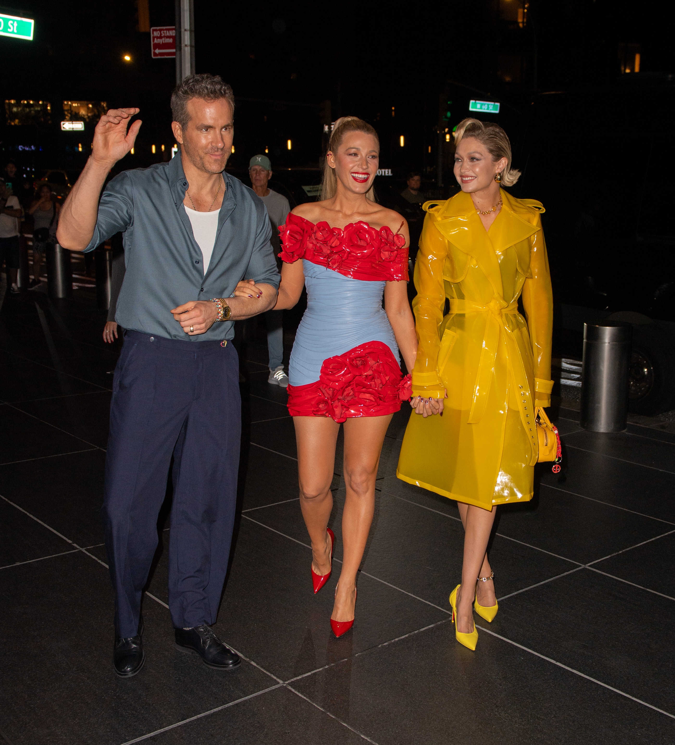 NEW YORK, NY - JULY 22: Ryan Reynolds, Blake Lively and Gigi Hadid attend the afterparty for "Deadpool & Wolverine" on July 22, 2024 in New York City.  (Photo by DAMEBK/Bauer-Griffin/GC Images)