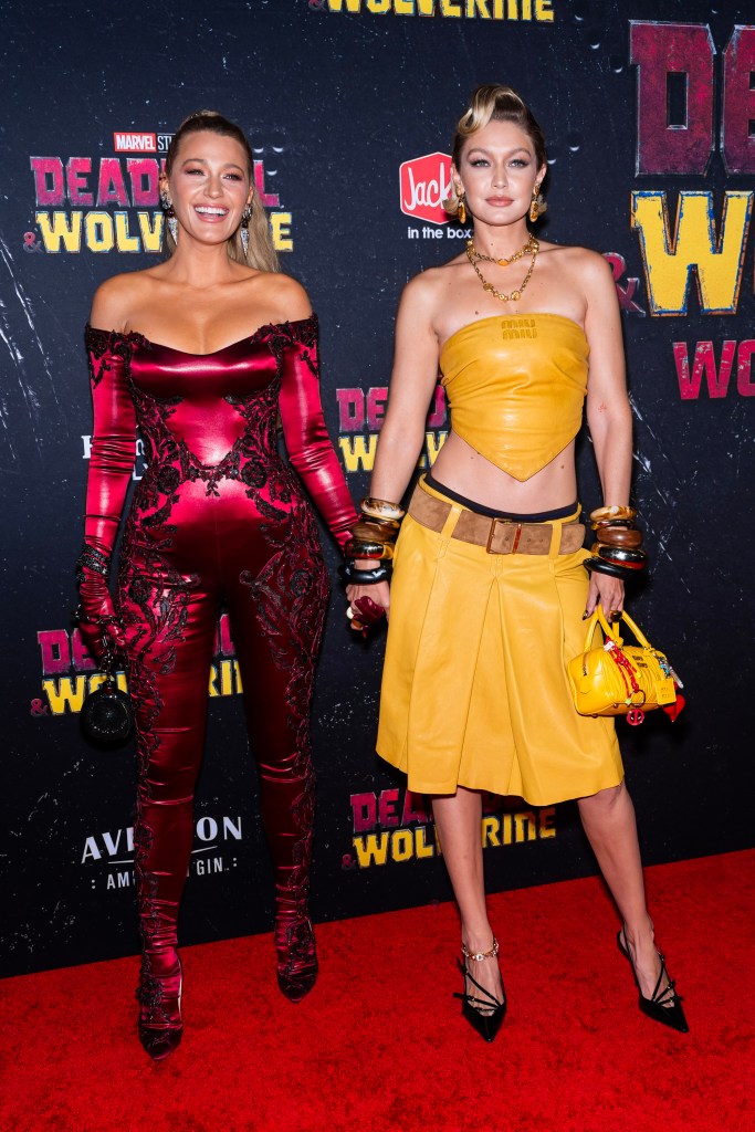 Blake Lively and Gigi Hadid attend the "Deadpool & Wolverine" New York Premiere at the David Koch Theater at Lincoln Center 