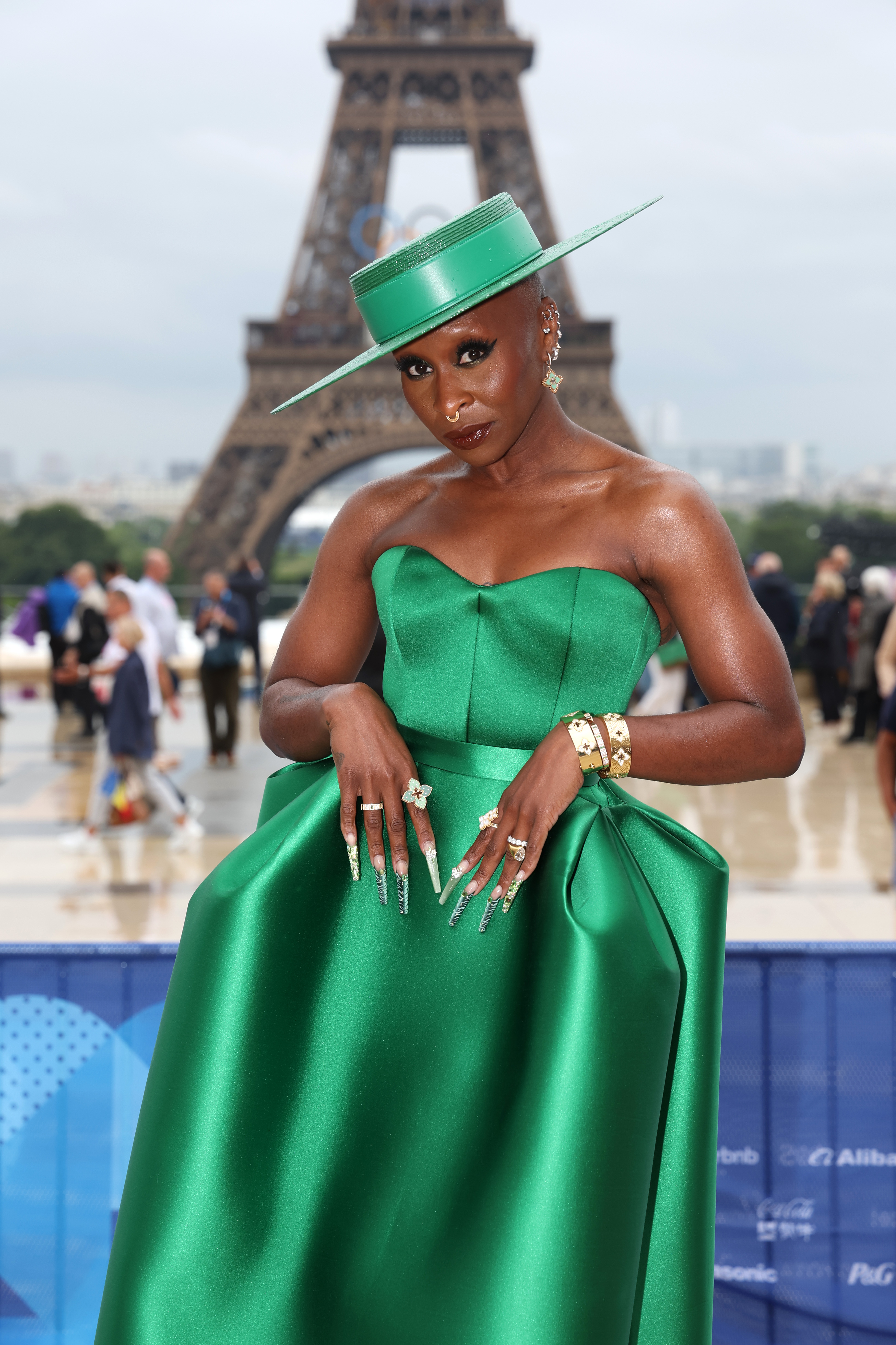 PARIS, FRANCE - JULY 26: Cynthia Erivo attends the red carpet ahead of the opening ceremony of the Olympic Games Paris 2024 on July 26, 2024 in Paris, France. (Photo by Matthew Stockman/Getty Images)