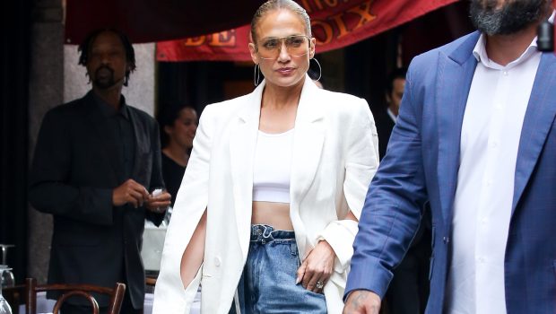 Jennifer Lopez is seen leaving the BALTAZAR restaurant