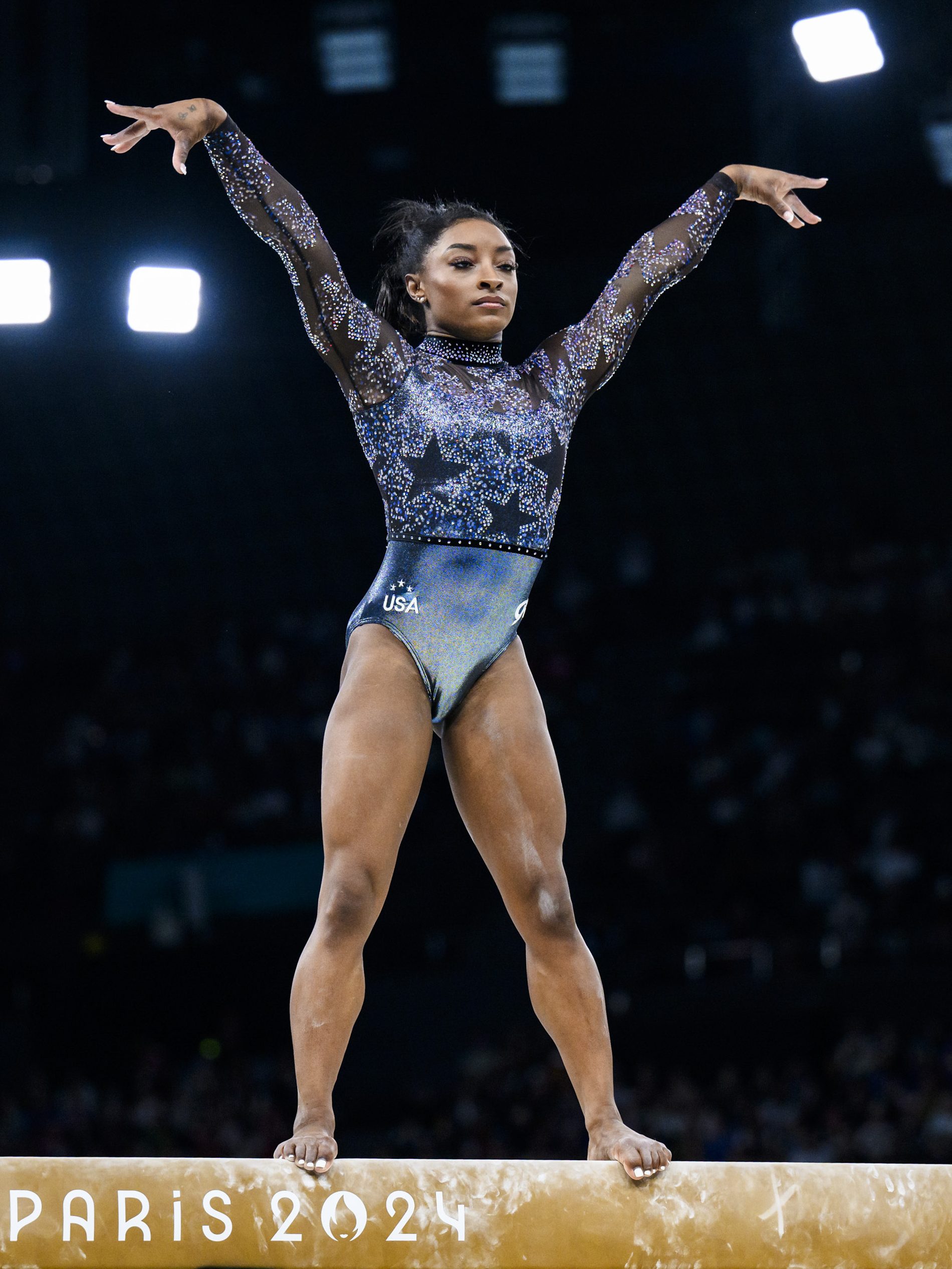 Simone Biles on balance beam at the 2024 Olympics
