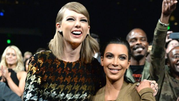 LOS ANGELES, CA - AUGUST 30:  Taylor Swift and Kim Kardashian West attend the 2015 MTV Video Music Awards at Microsoft Theater on August 30, 2015 in Los Angeles, California.  (Photo by Kevin Mazur/MTV1415/WireImage)