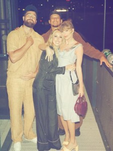 Taylor Swift, Travis Kelce, Brittany Mahomes, and Patrick Mahomes on a night out.