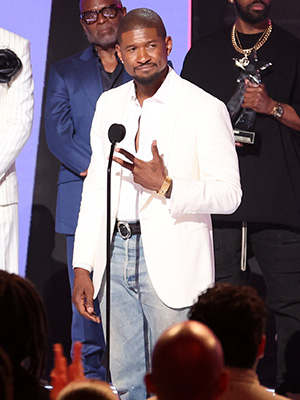 Usher delivering his speech at the 2024 BET Awards