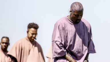 INDIO, CALIFORNIA - APRIL 21: Kanye West performs Sunday Service during the 2019 Coachella Valley Music And Arts Festival on April 21, 2019 in Indio, California. (Photo by Rich Fury/Getty Images for Coachella)