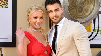 Britney Spears and Sam Asghari attend Sony Pictures' "Once Upon A Time...In Hollywood" Los Angeles Premiere