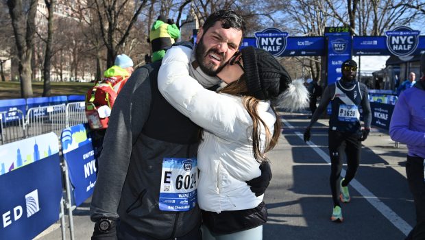 NEW YORK, NEW YORK - MARCH 19: Blaine Hart and Andi Dorfman participate in the NYRR Half Marathon on March 19, 2023 in New York City. (Photo by Bryan Bedder/New York Road Runners via Getty Images)