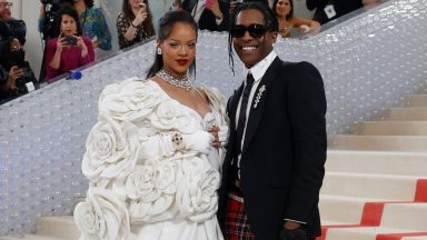 NEW YORK, NEW YORK - MAY 01: Rihanna and A$AP Rocky attend the 2023 Costume Institute Benefit celebrating "Karl Lagerfeld: A Line of Beauty" at Metropolitan Museum of Art on May 01, 2023 in New York City. (Photo by Taylor Hill/Getty Images)