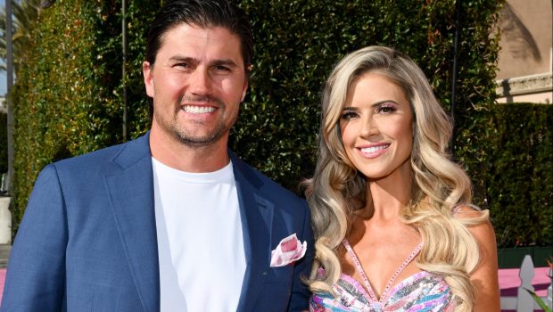 Joshua Hall and Christina Hall at the premiere of "Barbie" held at Shrine Auditorium and Expo Hall on July 9, 2023 in Los Angeles, California. (Photo by Michael Buckner/Variety via Getty Images)