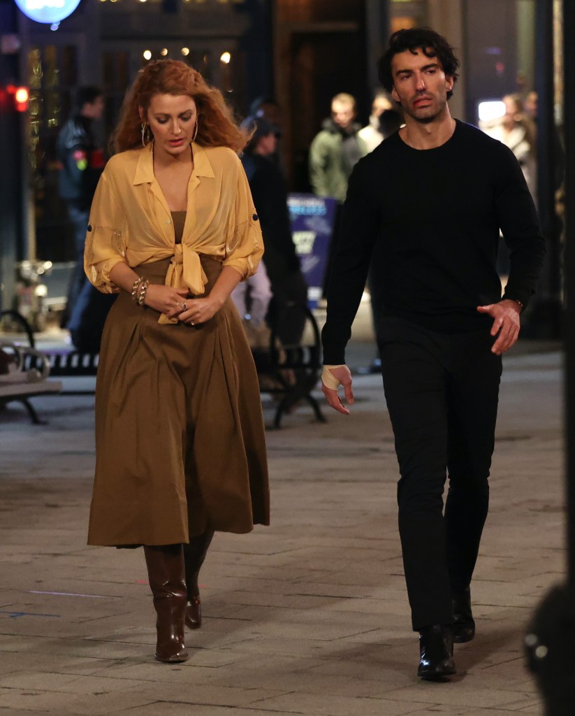 Blake Lively and Justin Baldoni are seen on the set of 'It Ends with Us' 