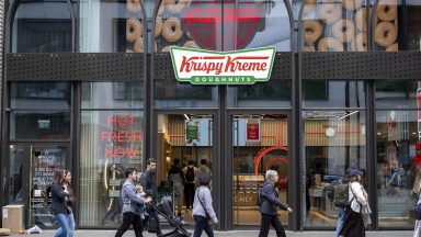 People outside Krispy Kreme, their new store on Oxford Street on 9th June 2024 in London, United Kingdom. Krispy Kreme, previously known as Krispy Kreme Doughnuts, Inc is an American multinational doughnut company and coffeehouse chain. (photo by Mike Kemp/In Pictures via Getty Images)