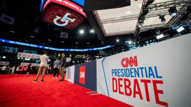 ATLANTA, GEORGIA - JUNE 27: People mingle in the CNN Spin Room ahead of a CNN Presidential Debate on June 27, 2024 in Atlanta, Georgia. President Joe Biden and Republican presidential candidate, former U.S. President Donald Trump will face off in the first presidential debate of the 2024 presidential cycle this evening. (Photo by Andrew Harnik/Getty Images)