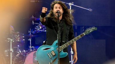 ROSKILDE, DENMARK - JULY 05: Dave Grohl of Foo Fighters performs at Roskilde Festival 2024 on July 05, 2024 in Roskilde, Denmark. (Photo by Joseph Okpako/WireImage)