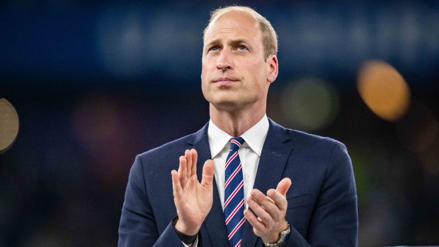 BERLIN, GERMANY - JULY 14: Prince William of Wales looks on as he stands on the stage before presenting medals after the UEFA EURO 2024 final match between Spain and England at Olympiastadion on July 14, 2024 in Berlin, Germany. (Photo by Kevin Voigt/GettyImages)