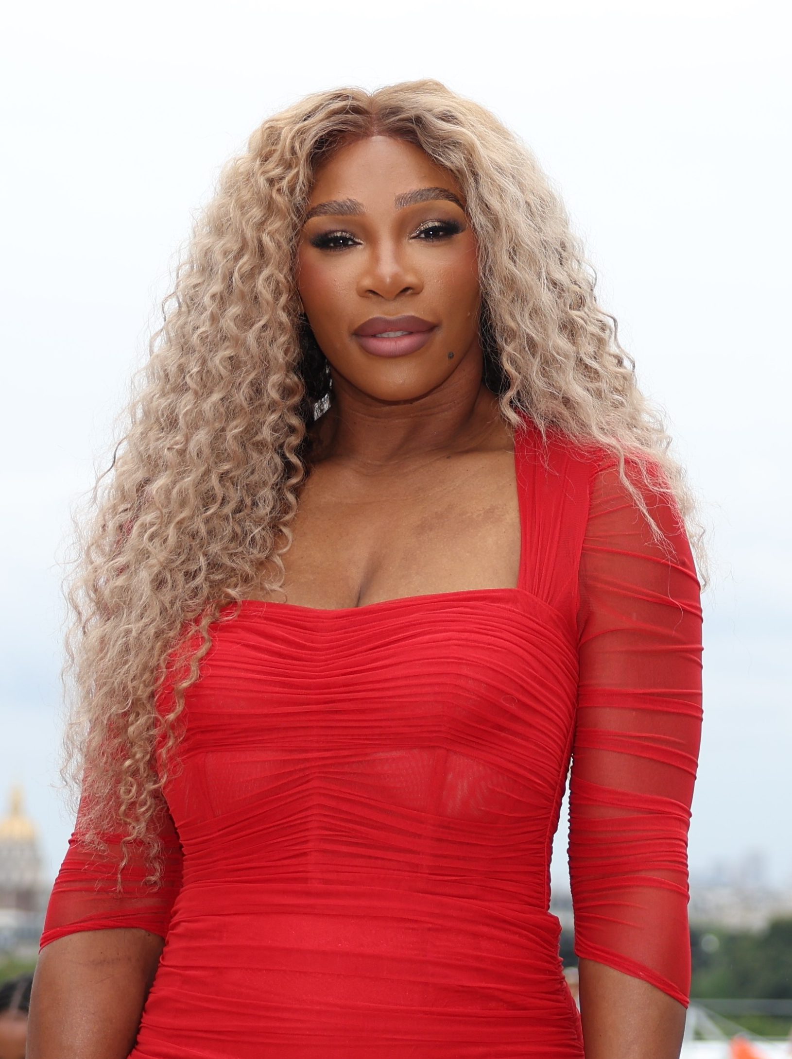 Former tennis player Serena Williams poses for pictures ahead of the opening ceremony of the Paris 2024 Olympics in Paris, France, July 26, 2024. (Photo by Li Ying/Xinhua via Getty Images)