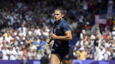 PARIS, FRANCE - JULY 29: Ilona Maher #2 of the United States Women's National Team during a women's Pool C match between France and USA on day three of the Olympic Games Paris 2024 at Stade de France on July 29, 2024 in Paris, France. (Photo by Alex Ho/ISI Photos/Getty Images)