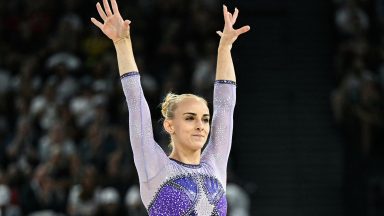 Alice D'amato competes in the artistic gymnastics women's floor exercise final in Paris