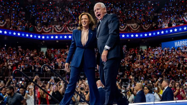 PHILADELPHIA, PENNSYLVANIA - AUGUST 6: Democratic presidential candidate, U.S. Vice President Kamala Harris and Democratic vice presidential nominee Minnesota Gov. Tim Walz walk out on stage together during a campaign event on August 6, 2024 in Philadelphia, Pennsylvania. Harris ended weeks of speculation about who her running mate would be, selecting the 60 year old midwestern governor over other candidates. (Photo by Andrew Harnik/Getty Images)