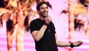 LOS ANGELES, CALIFORNIA - AUGUST 10: (EDITORIAL USE ONLY)  Tarek El Moussa speaks during VeeCon 2024 on August 10, 2024 in Los Angeles, California. (Photo by Chelsea Guglielmino/Getty Images)