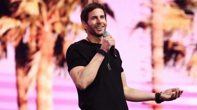 LOS ANGELES, CALIFORNIA - AUGUST 10: (EDITORIAL USE ONLY)  Tarek El Moussa speaks during VeeCon 2024 on August 10, 2024 in Los Angeles, California. (Photo by Chelsea Guglielmino/Getty Images)